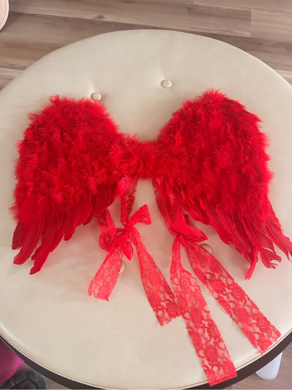 Red Feather Angel Wings with Lace Ties